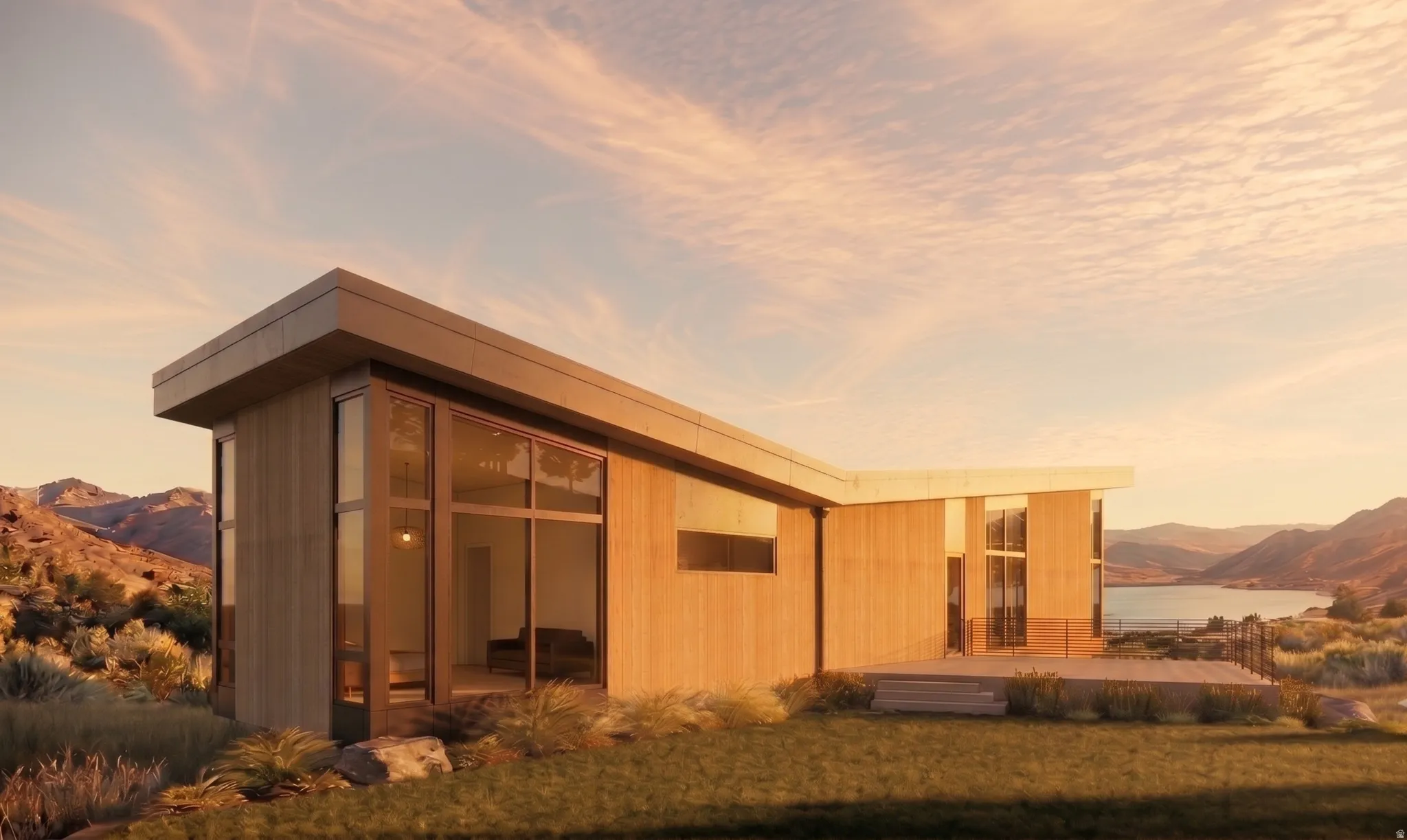Modern architectural residence showcasing warm wood-finish exterior cladding and expansive glazing