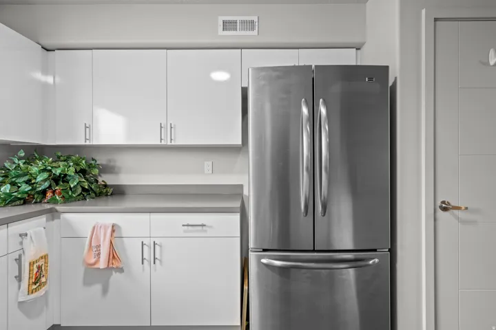 Stainless steel French door refrigerator with bottom freezer