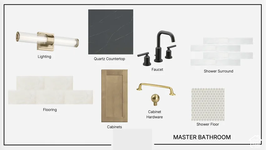 Material Selection Board. Presenting a compilation of material samples for a specific area within the property