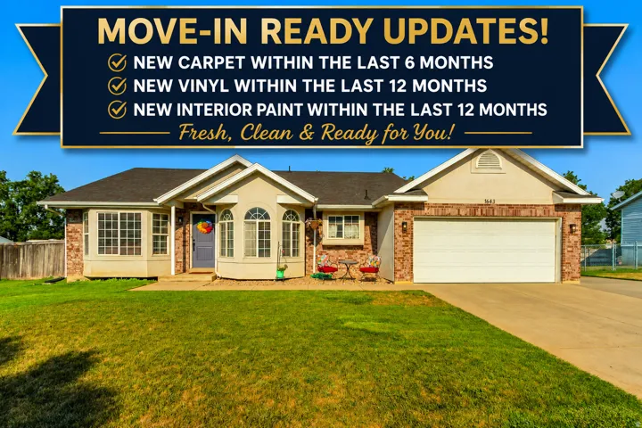 Marketing Material. Highlighting recent property improvements including carpet, vinyl, and interior paint upgrades