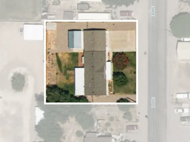 Aerial Property Survey. Overhead documentation of the property layout, structure placement, and landscape features