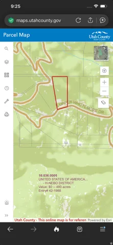 Parcel Map. Displaying the geographic outline and general information for the property