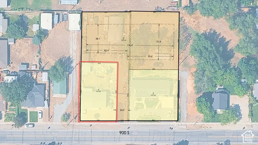 Property Subdivision Plan. Illustrating the division of the property into multiple parcels with boundary dimensions