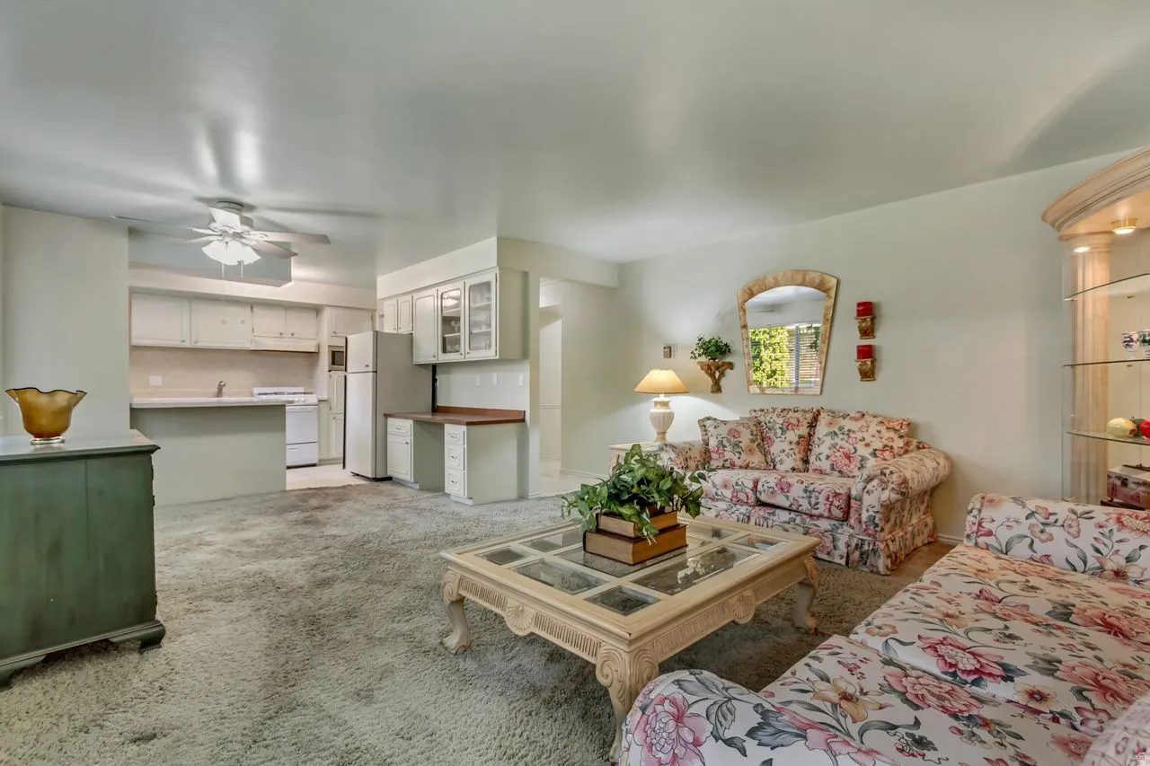 Open-concept living area with integrated kitchen