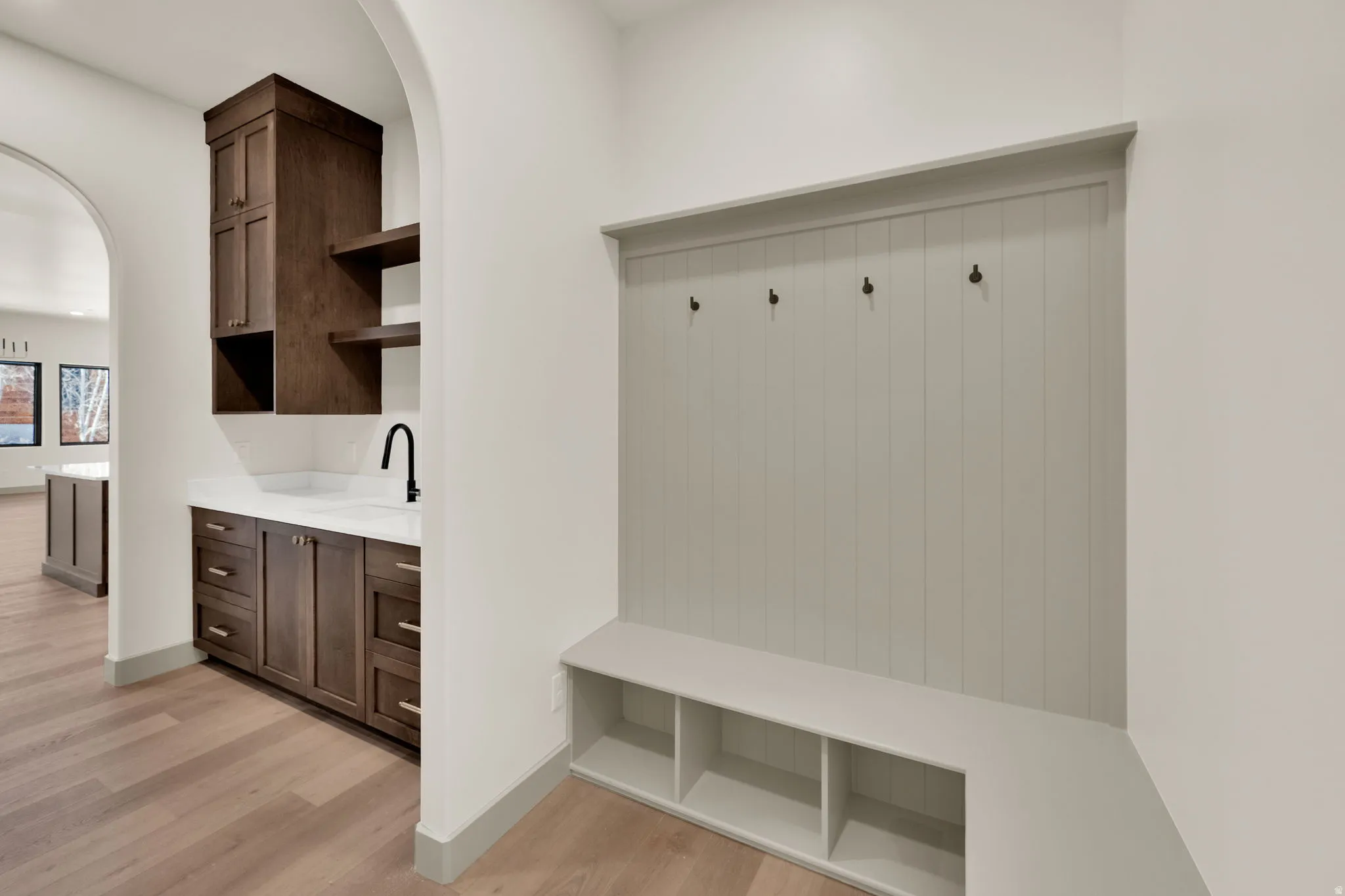 Mudroom area leading from garage to butler's pantry