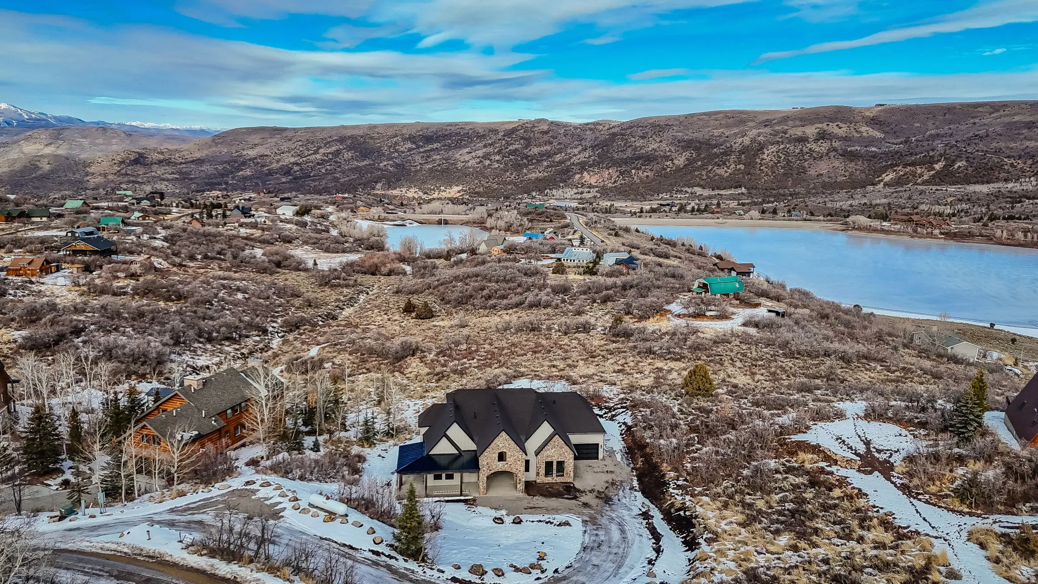 Construction phase wintertime birds eye view