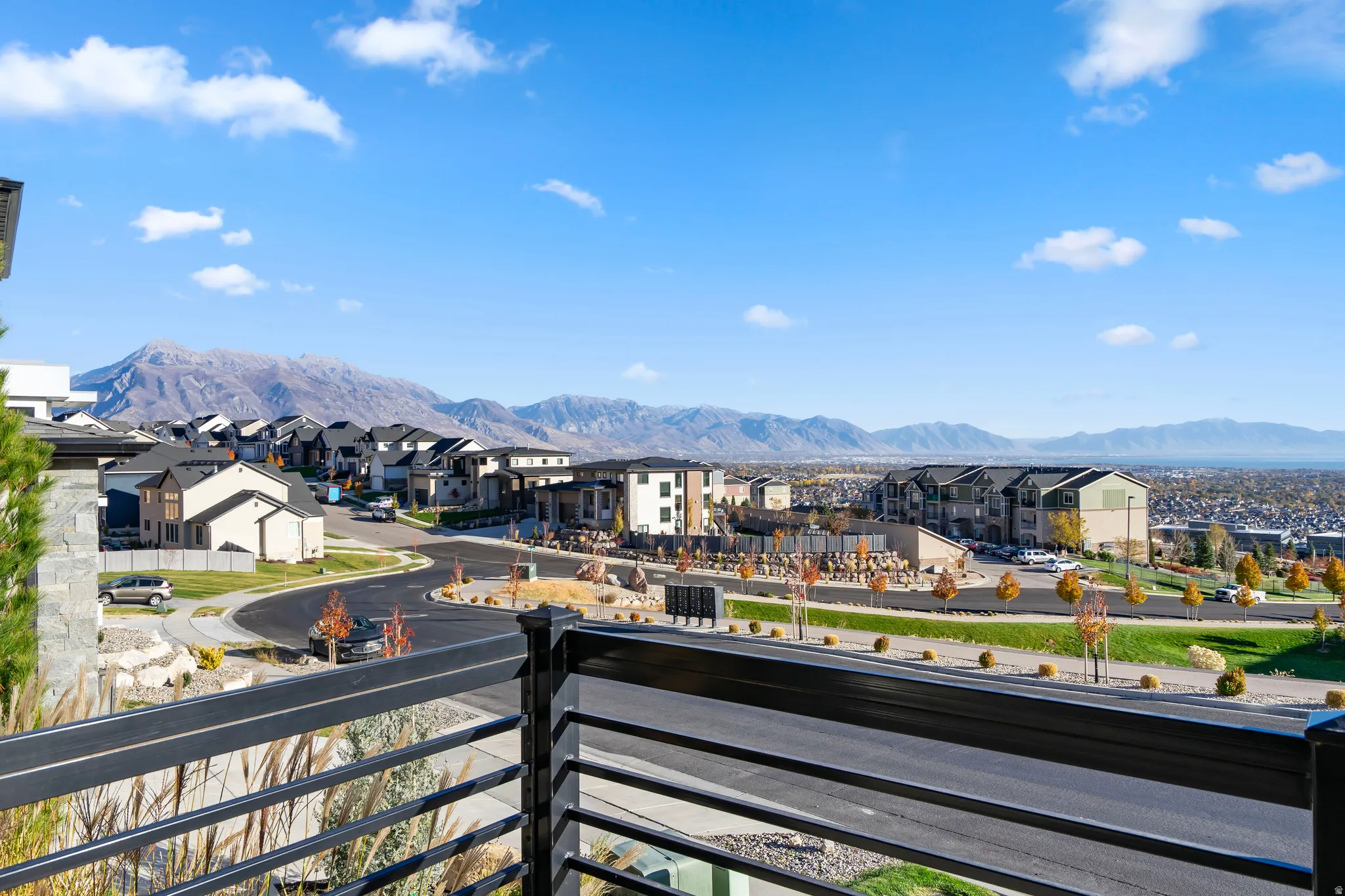 Elevated perspective with mountain scenery and residential surroundings