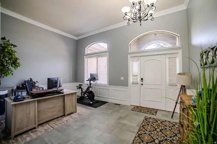Grand double-door entry with arched transom window