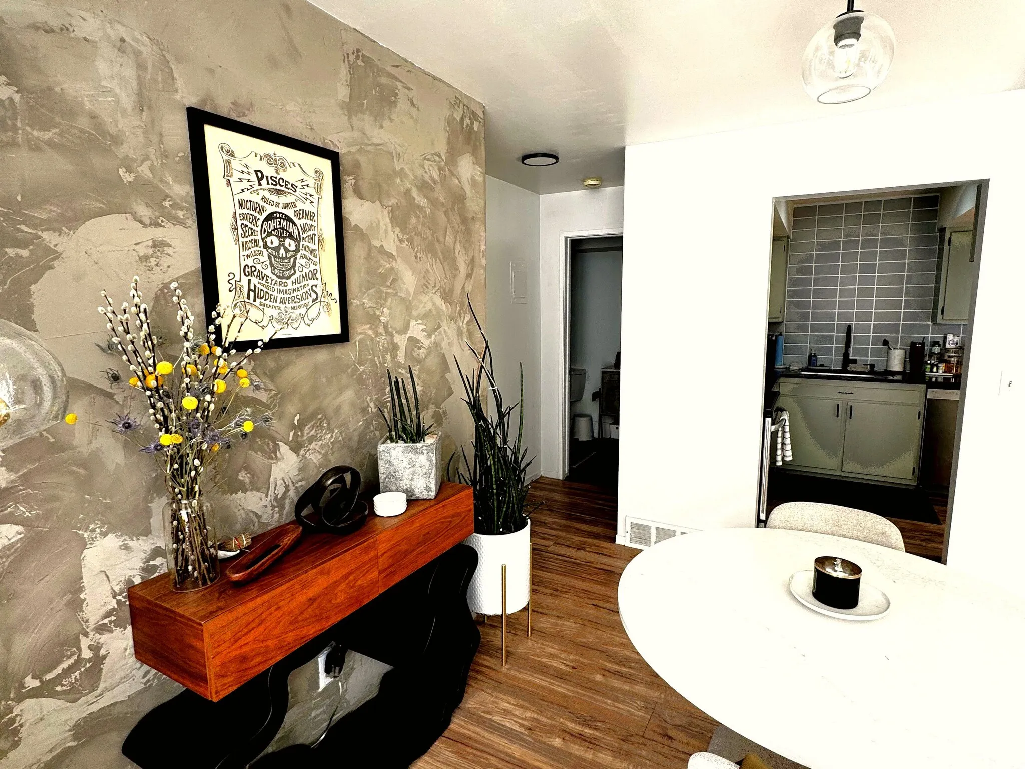 Accent wall with a textured finish