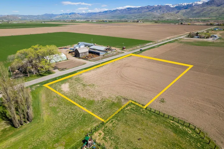 Expansive agricultural parcel featuring approximately 40+ acres of productive farmland with direct road frontage