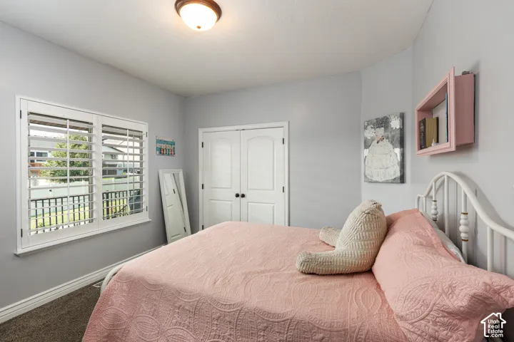 Bedroom featuring light gray walls and carpeted flooring