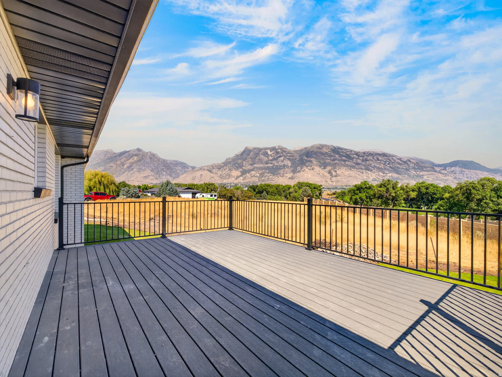New composite deck with metal railings