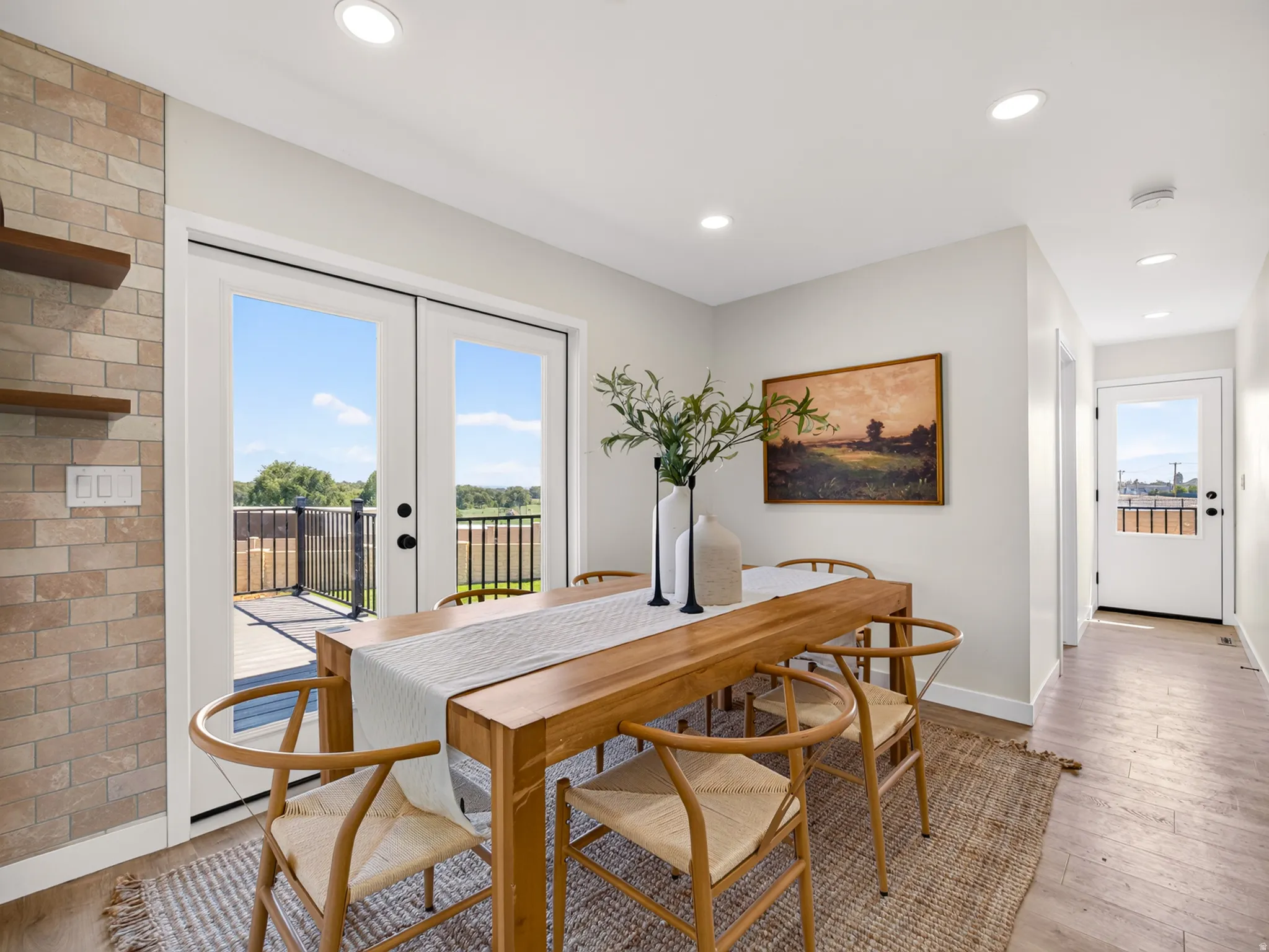 Dining area has access to outdoor deck
