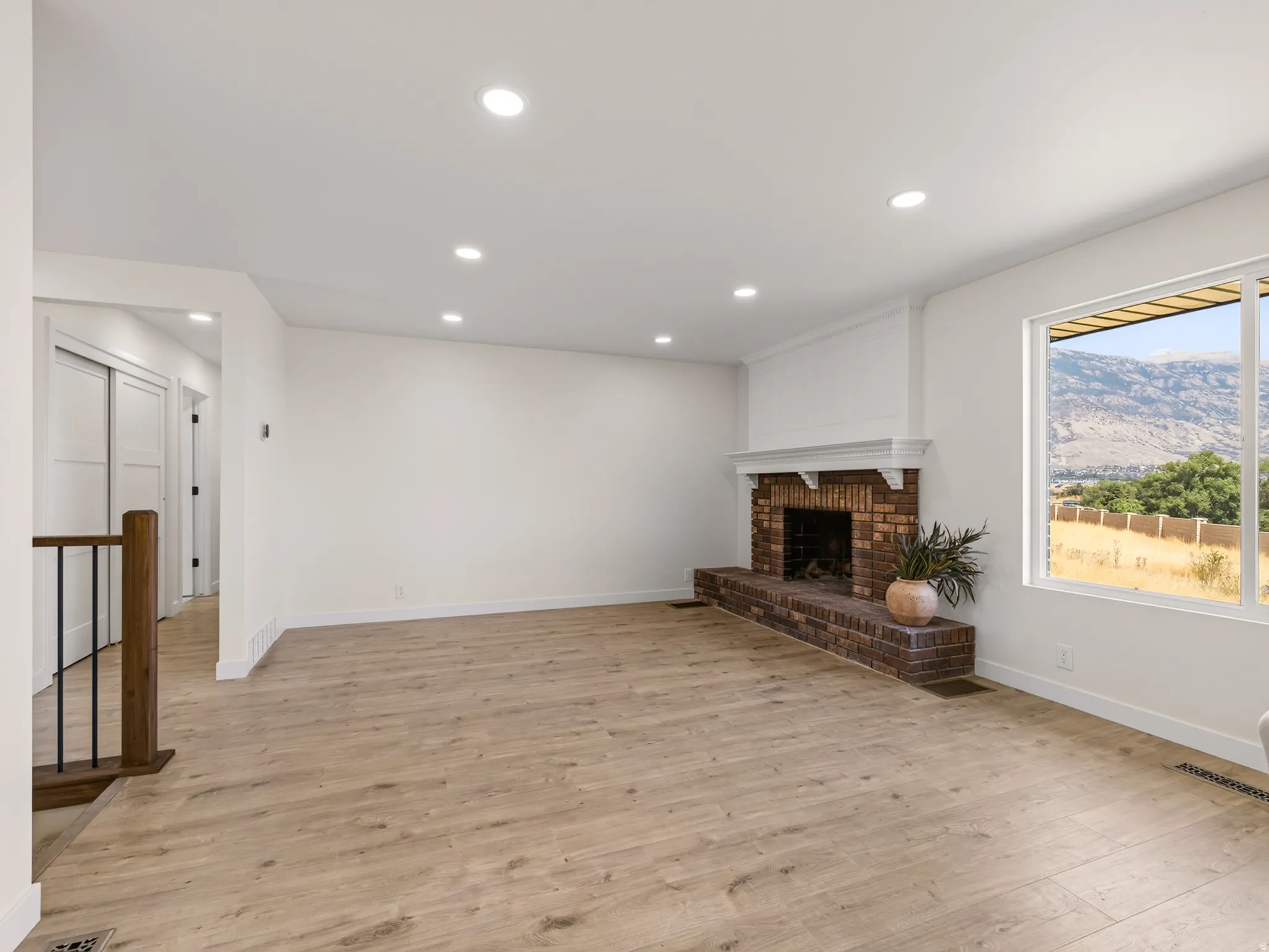 Large family room is open to kitchen/dining area