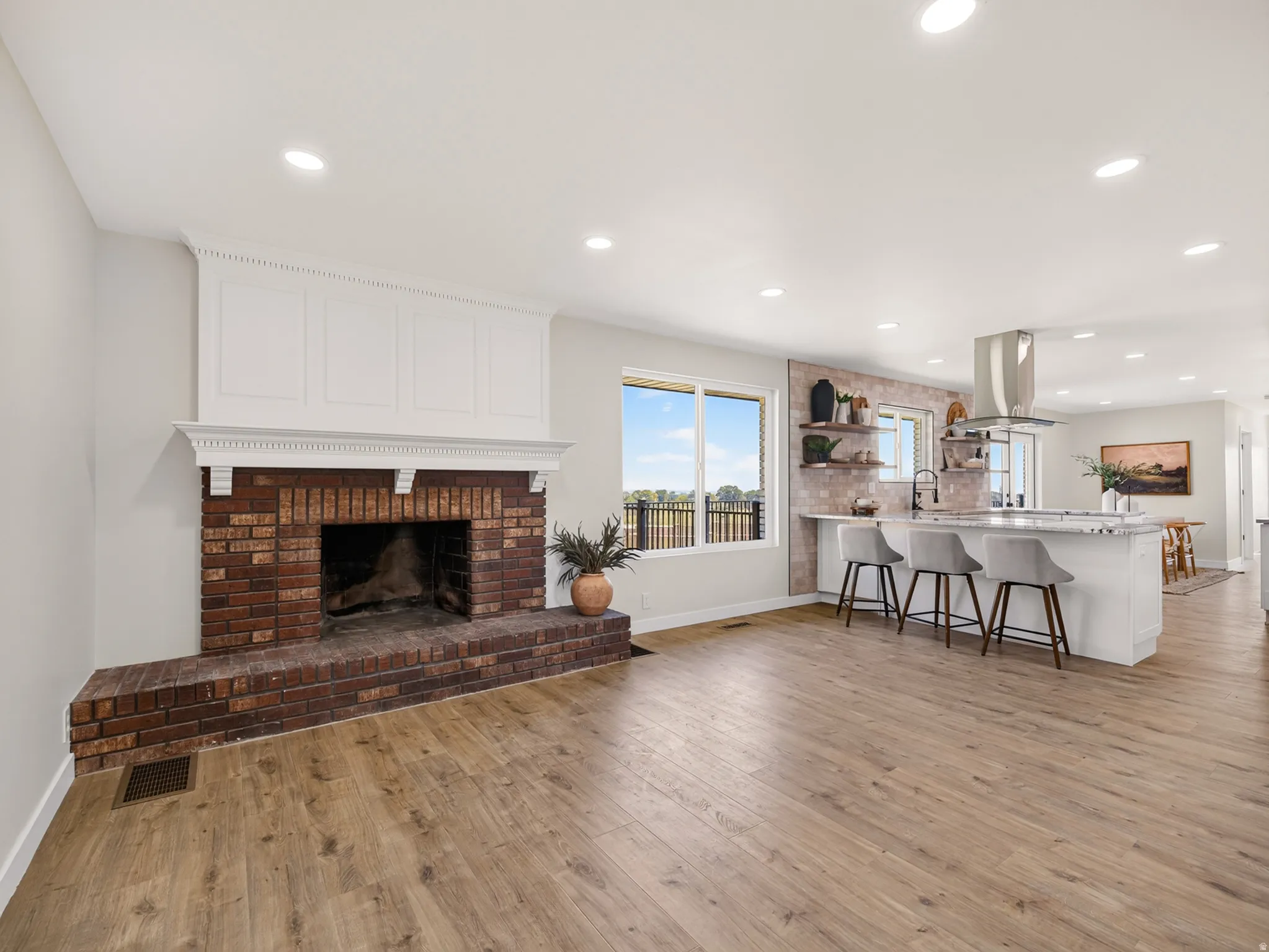 Cozy brick fireplace