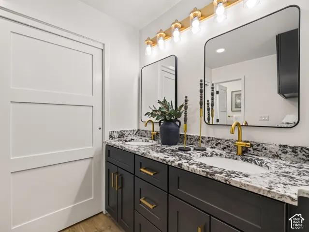 Master bath has beautiful fixtures and granite countertops