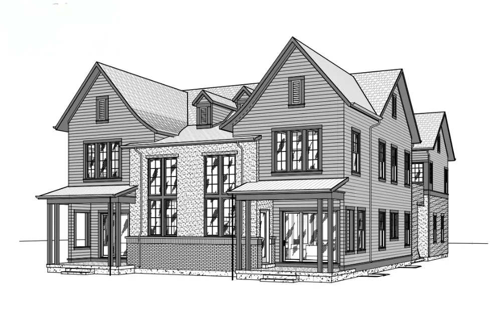 Architectural Drawing. Illustrating the exterior elevation and structural design of the property