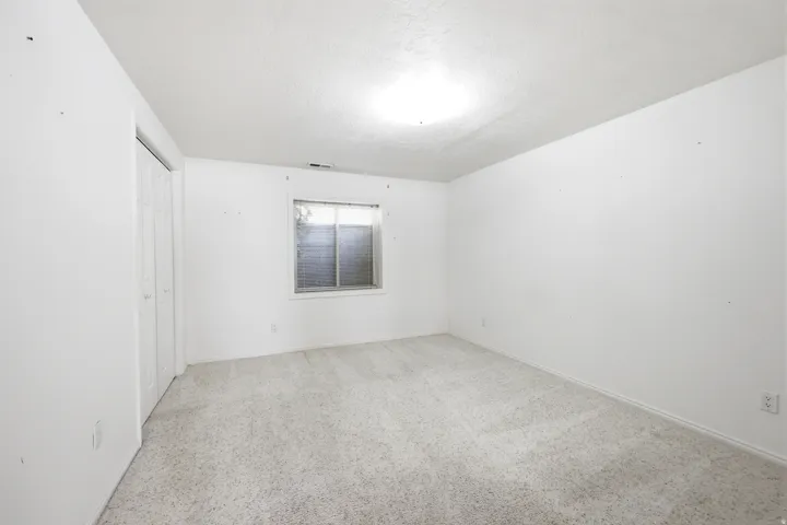 Room with light-toned carpet flooring and white walls