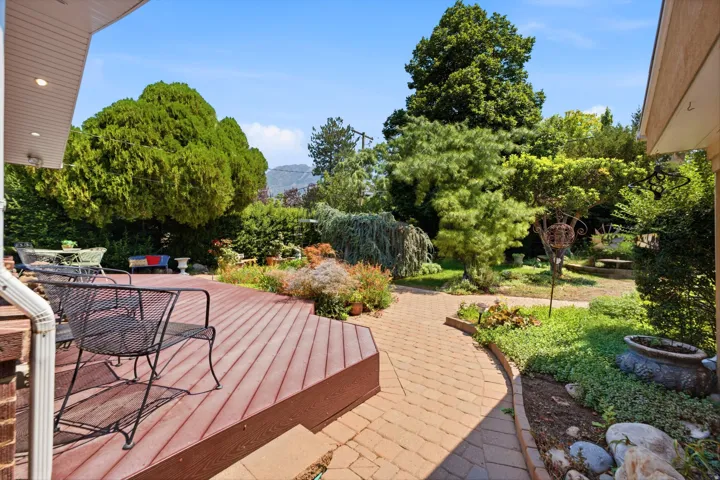 Expansive outdoor deck with wood-finish surface