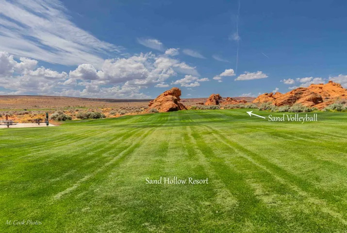 Expansive green lawn with visible mowing stripes
