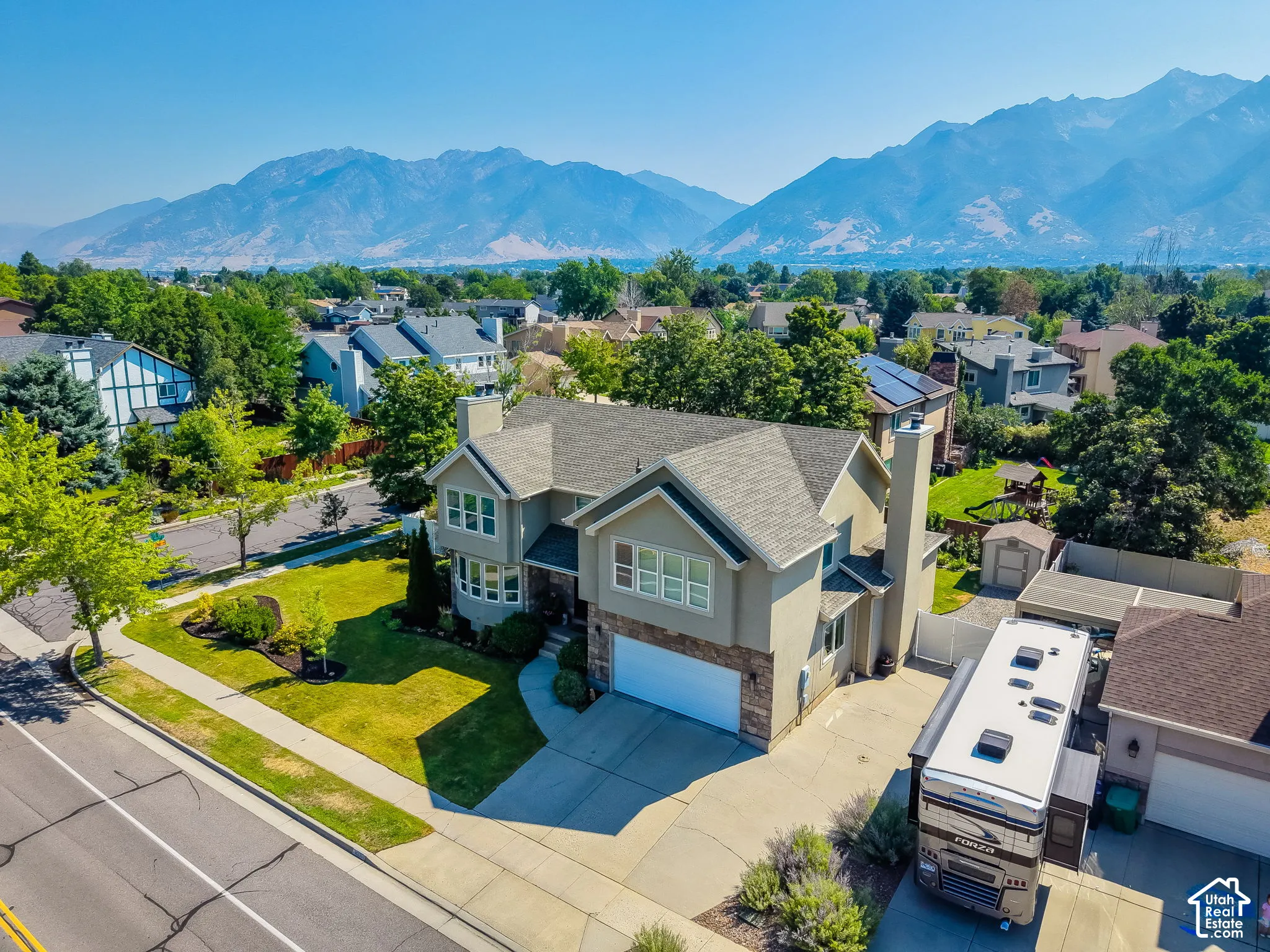 Drone photo showing mountain views