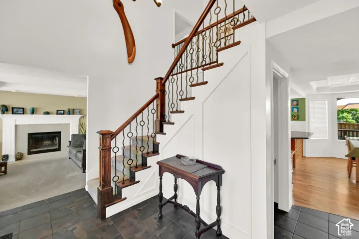 Entryway featuring slate-style flooring