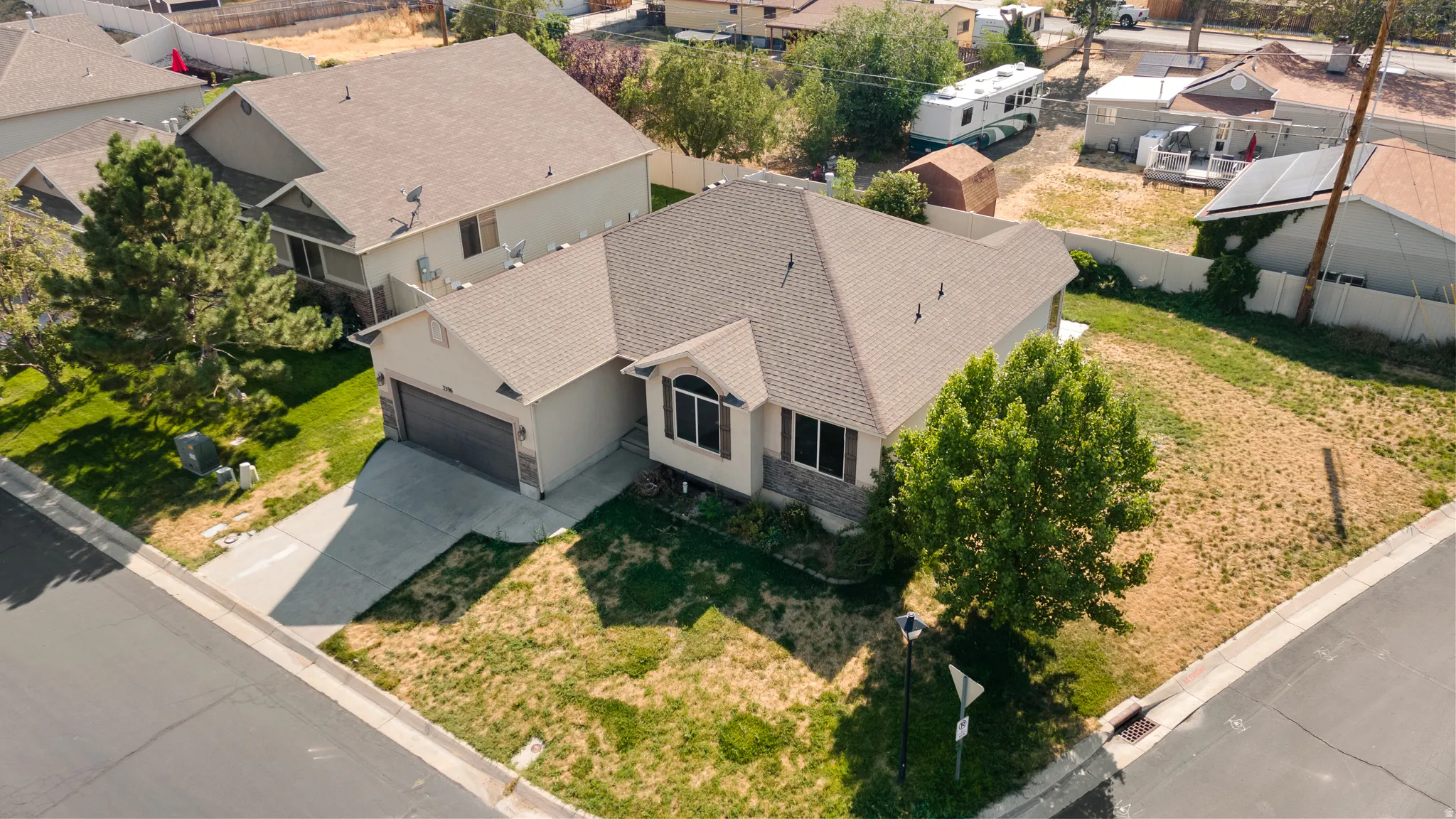 Contemporary single-story residence featuring an attached two-car garage