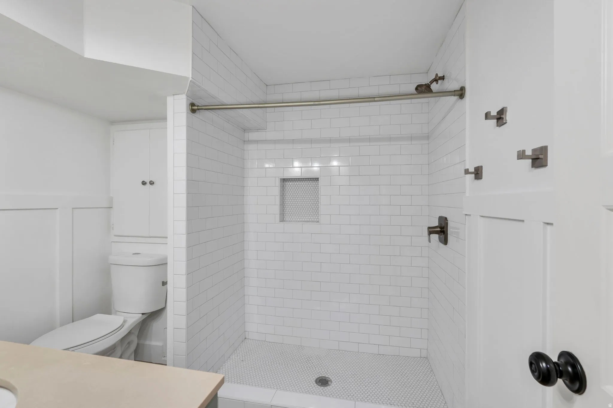 Spa-inspired basement bathroom with large walk-in shower