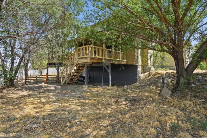 View of backyard and mature trees