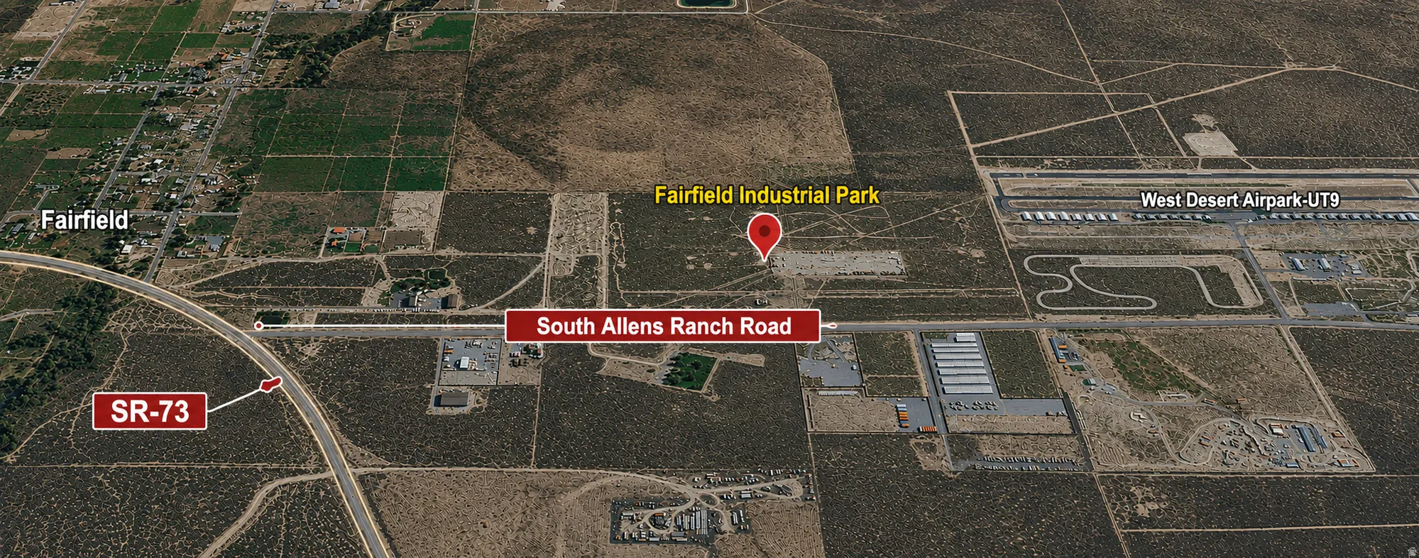Aerial Property Map. Depicting the location of the property in relation to surrounding infrastructure, including nearby industrial park and major roadway designations