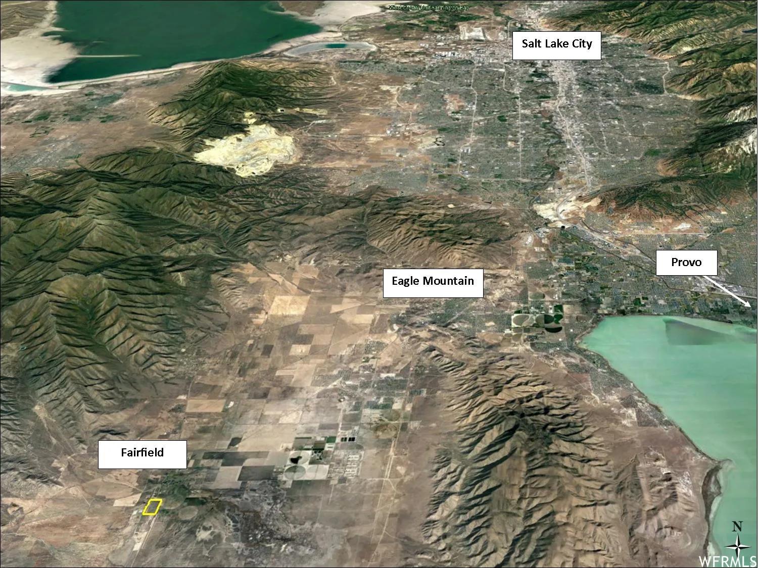 Aerial Map. Depicting the geographical context of the property in relation to major urban centers and landscape features