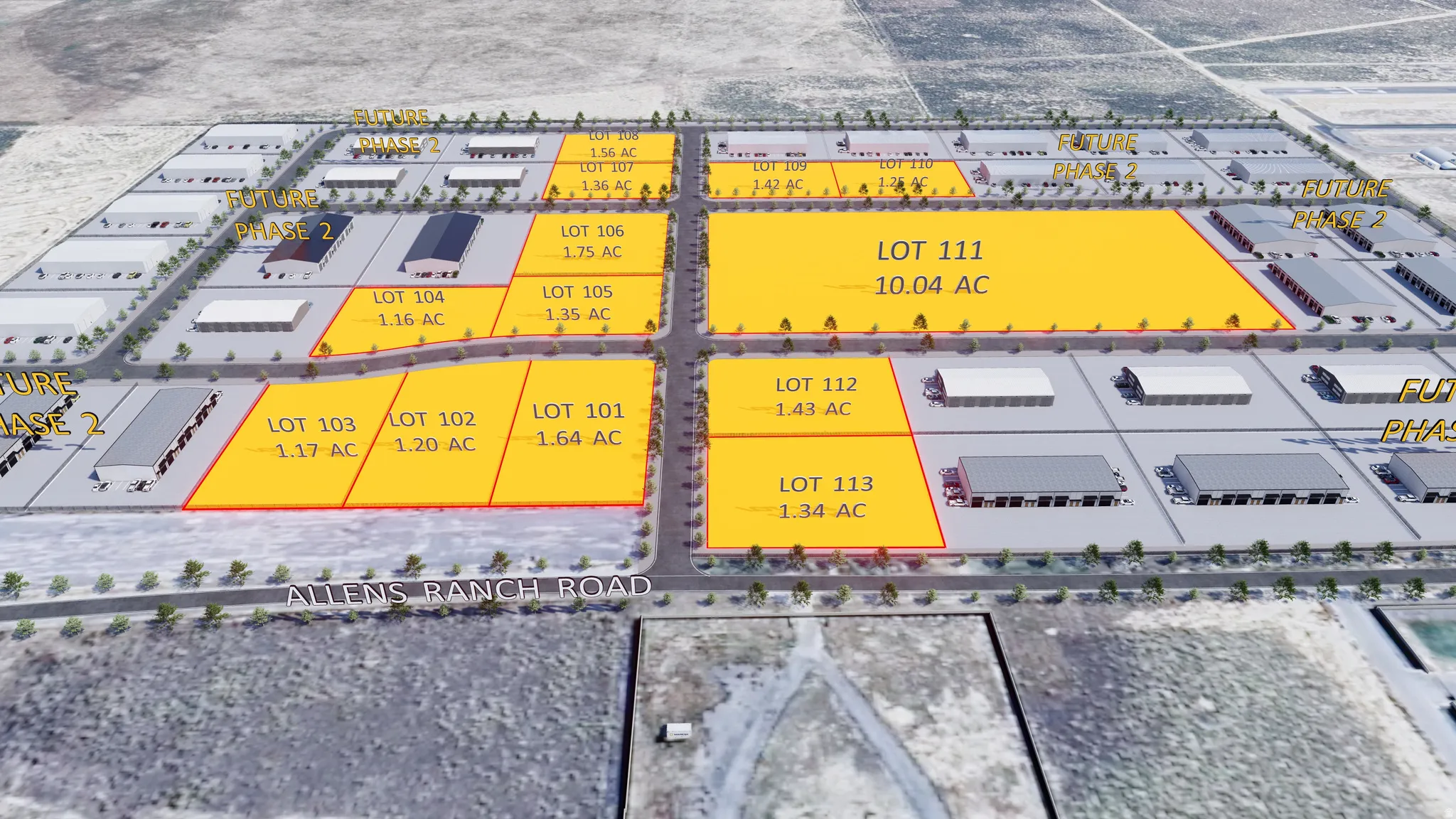 Site Development Plan. Depicting lot divisions and acreage allocations across the property, with identified parcels and their corresponding measurements