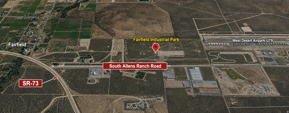 Aerial Property Map. Depicting the location of the property in relation to surrounding infrastructure, including nearby industrial park and major roadway designations