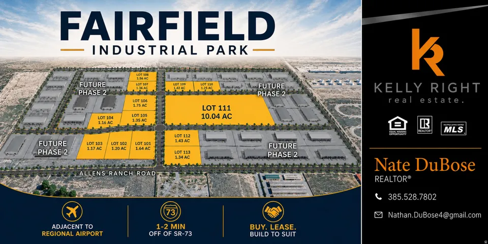 Industrial Park Site Plan. Illustrating the property's lot configurations and future development phases