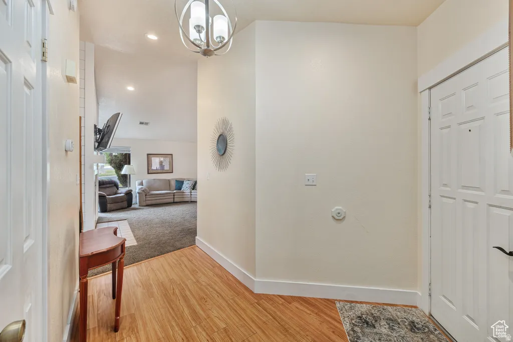 Entrance foyer featuring recessed lighting, and light wood-style flooring