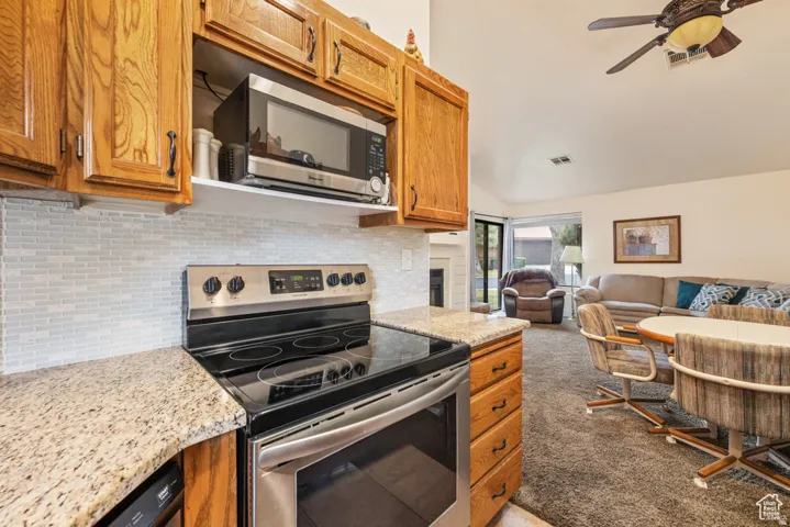 Kitchen with stainless steel appliances