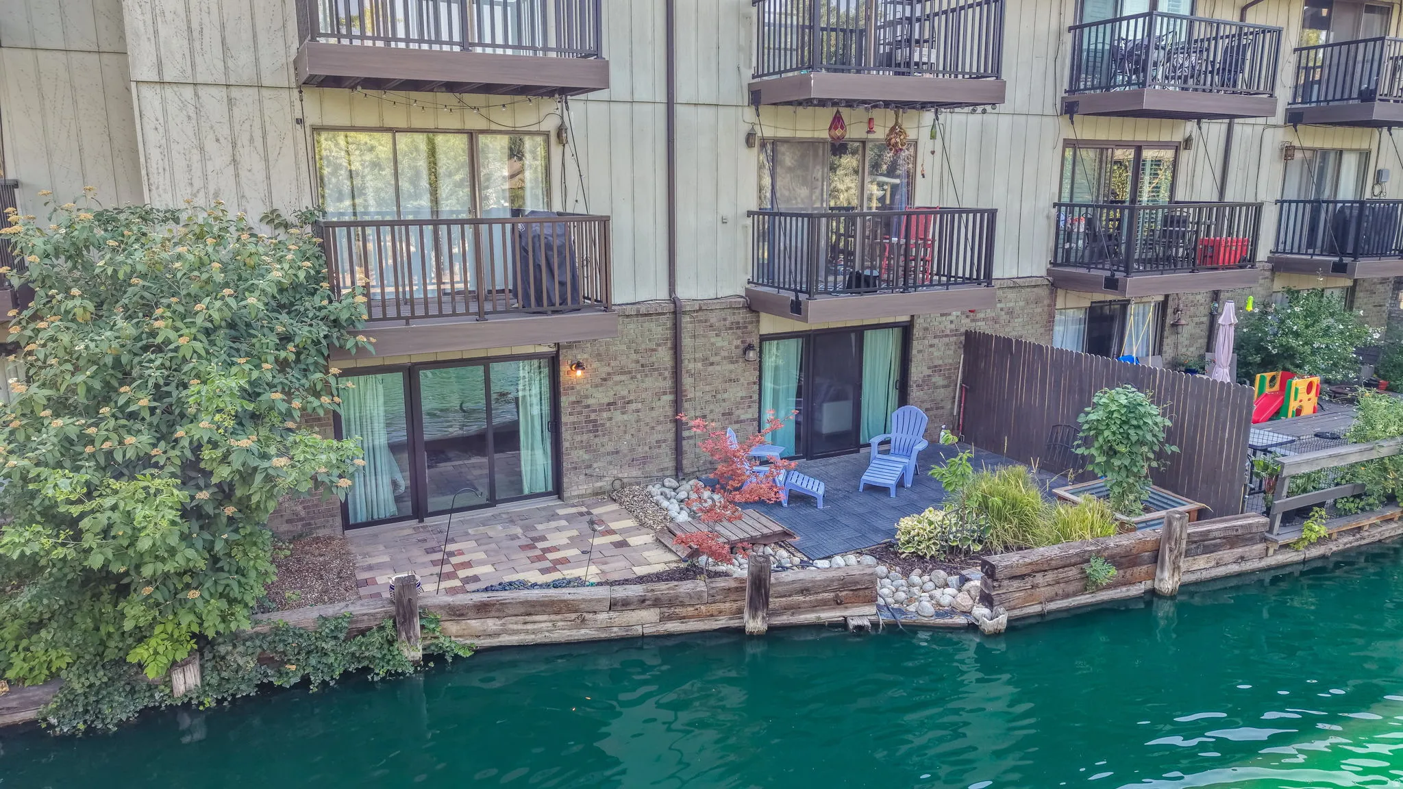 Waterfront patio with direct water access