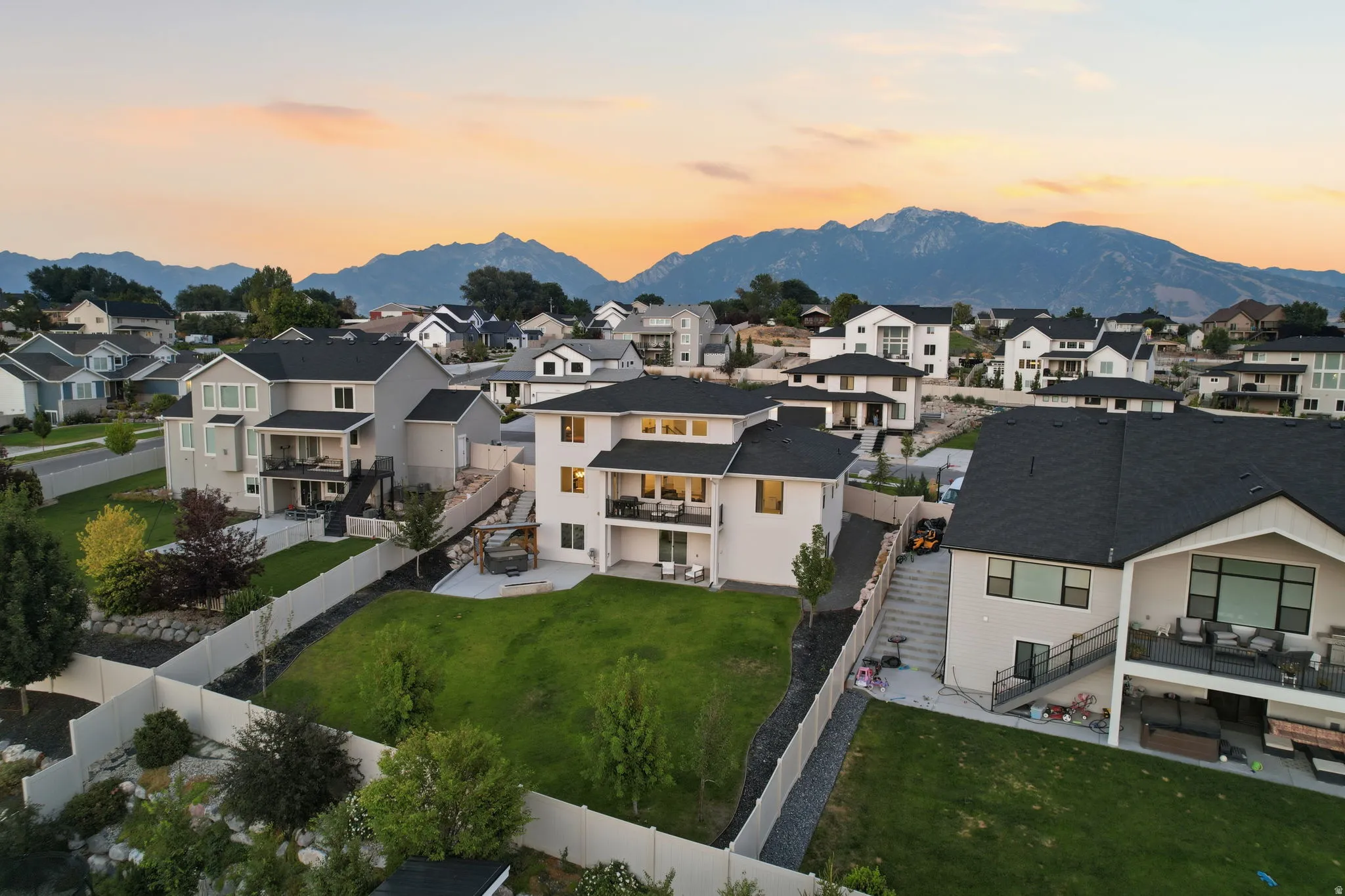 Expansive suburban neighborhood featuring modern residences with varied architectural designs