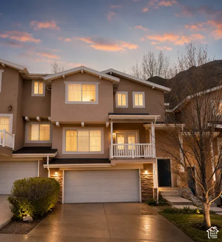 Stucco exterior with stone accents
