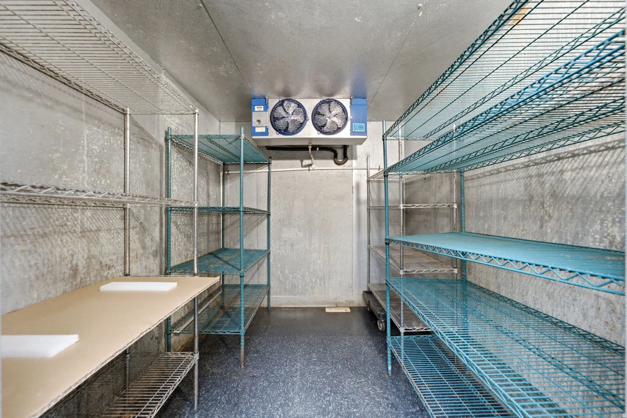 Walk-in fridge with approximately 72 sf and shelving