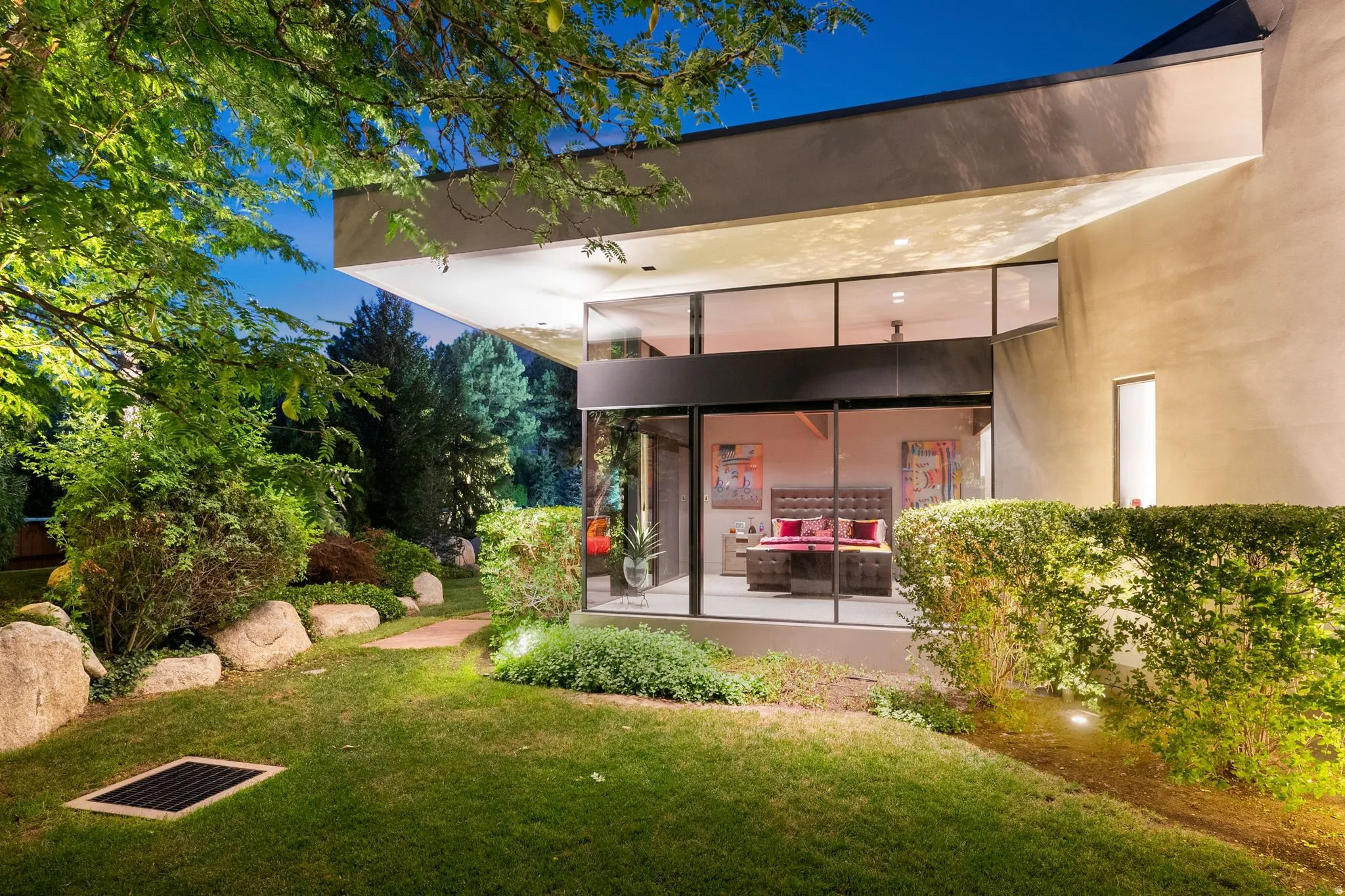 Modern exterior architecture with expansive glass panels