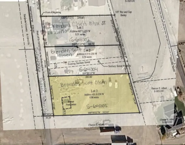 Plat Map. Illustrating property divisions, ownership details, and existing infrastructure for the area
