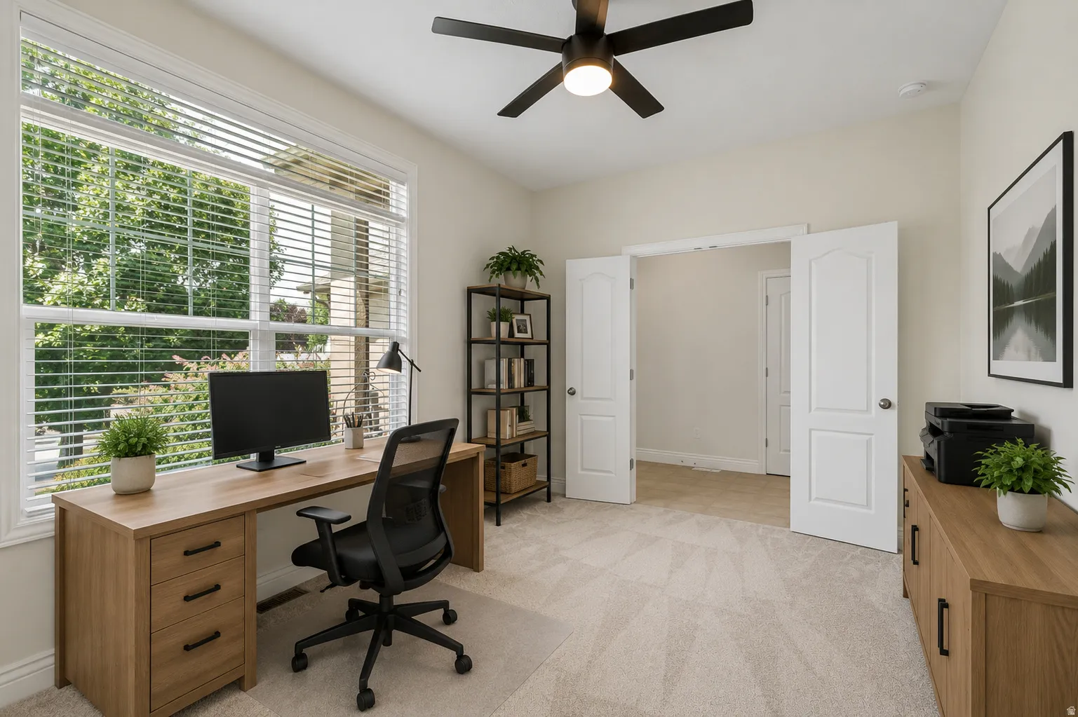 Room off of entry can be used as an office or as a bedroom (closet not in picture).  Virtually staged to show possibilities.