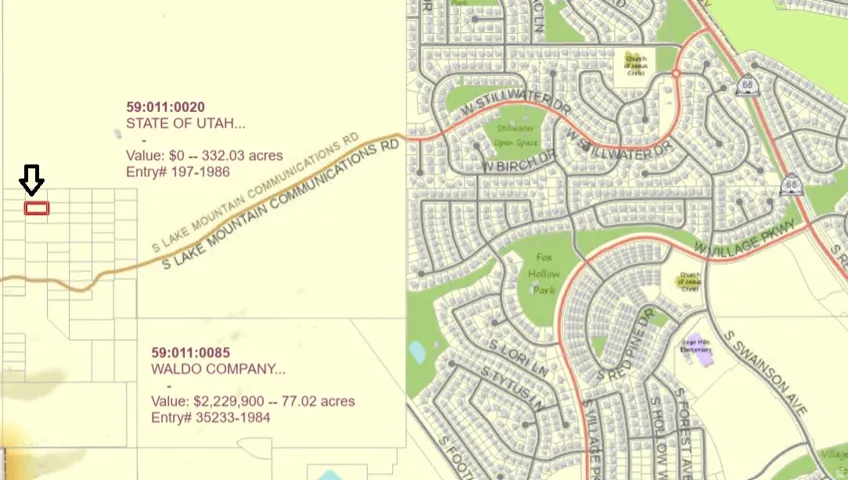 Real Estate Map. Displaying property parcels.