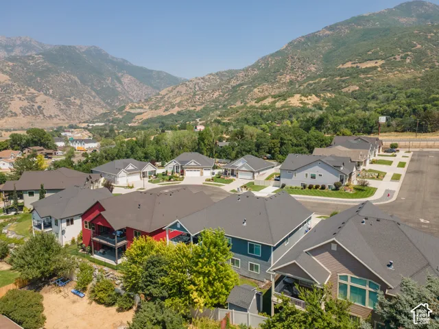 Residential neighborhood featuring a variety of architectural styles, paved roadways, and mature trees