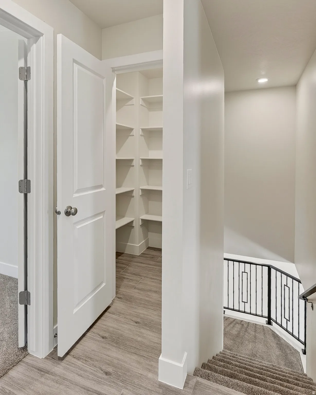 Walk-in pantry with extensive shelving