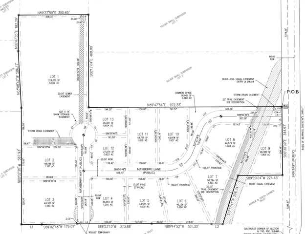 Subdivision Plat. Illustrating property divisions, easements, and public access ways