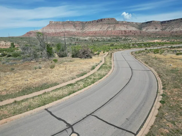 Paved road with curbing and natural desert landscaping