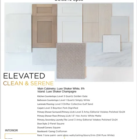 Interior Design Specification. Detailing material and finish selections for the property