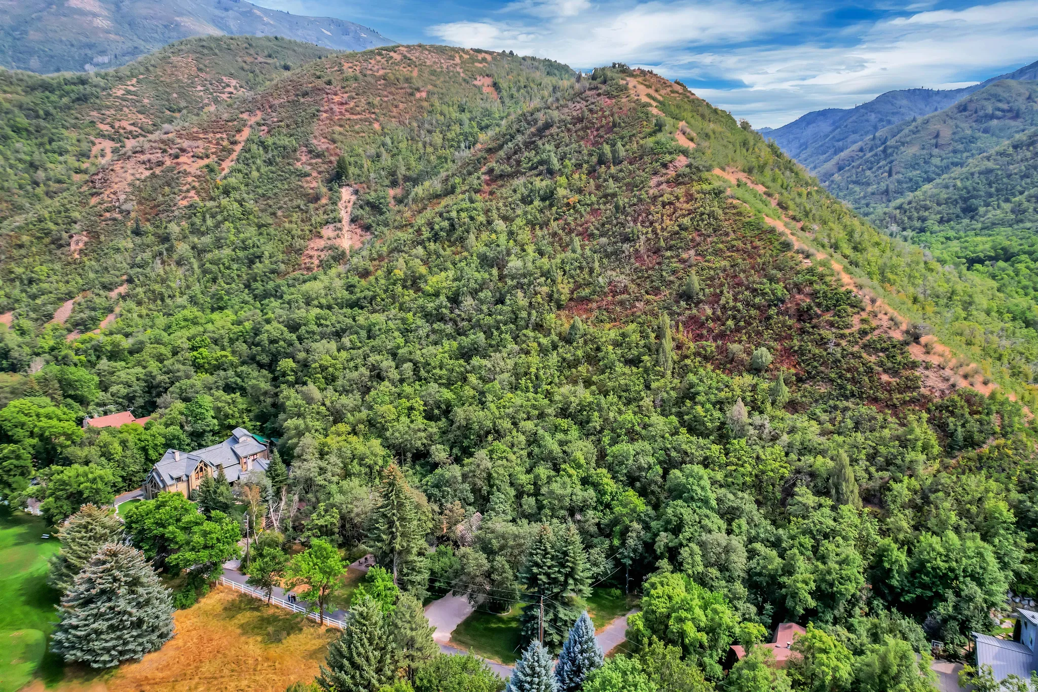 Arial view behind home, Grindstone Canyon